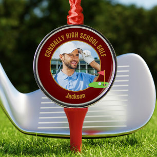 Adorno Metálico Foto de golfista Maroon Gold Equipo de Golf de Esc