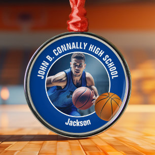 Adorno Metálico Foto de jugador de baloncesto azul Navidad