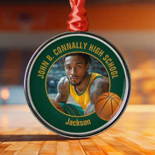 Adorno Metálico Foto de jugador de baloncesto Green Gold Navidad