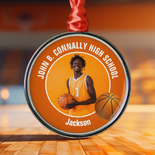 Adorno Metálico Foto de jugador de baloncesto naranja Navidad
