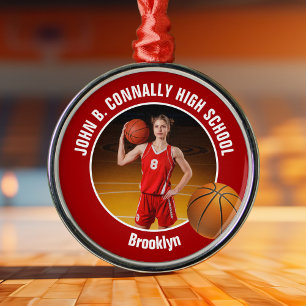 Adorno Metálico Foto de jugador de baloncesto rojo de Navidad