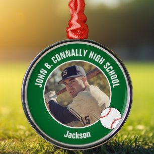 Adorno Metálico Foto de jugador de béisbol de escuela secundaria v