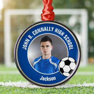 Adorno Metálico Foto de jugador de fútbol azul de la escuela secun