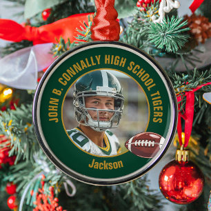 Adorno Metálico Foto de jugador de fútbol Navidad Oro Verde