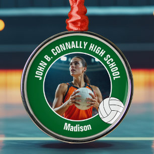 Adorno Metálico Foto de Jugador de Voleibol Verde Regalo de Navida