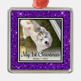 Adorno Metálico Foto de la 1ª Navidad del cachorro