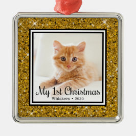 Adorno Metálico Foto de la 1ª Navidad del gatito