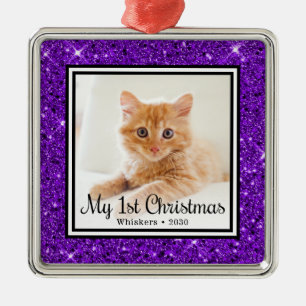 Adorno Metálico Foto de la 1ª Navidad del gatito