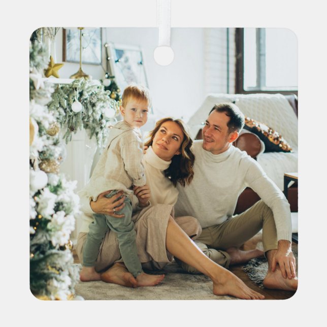 Adorno Metálico Foto de la familia de Navidades negros de la veget (Reverso )