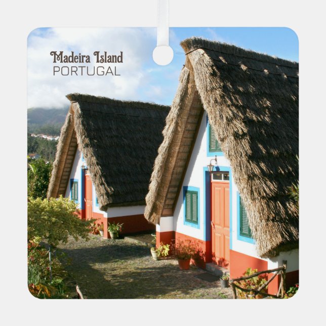 Adorno Metálico Foto de la isla de Madeira con casas típicas, Port (Anverso)