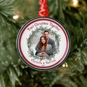 Adorno Metálico Foto de la primera pareja de Navidad