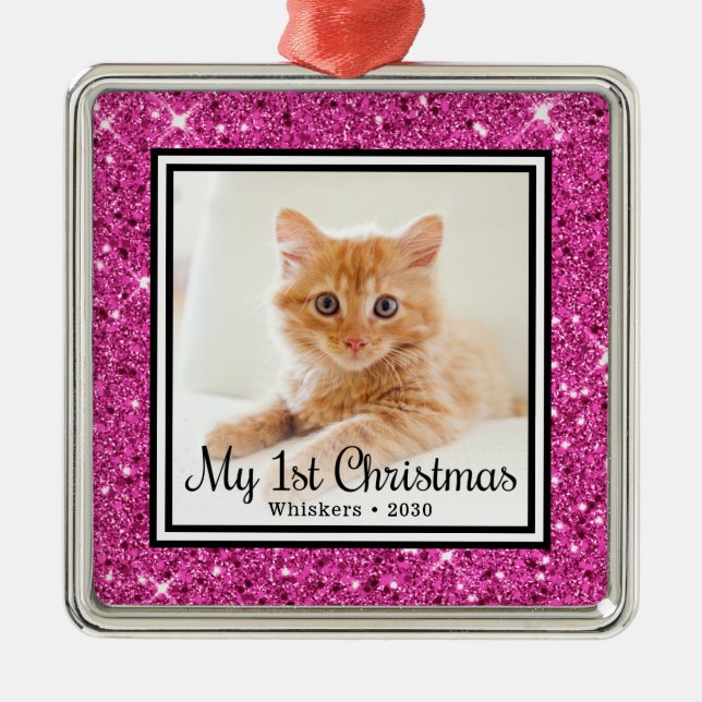 Adorno Metálico Foto de los primeros Navidades de gatito (Frente)