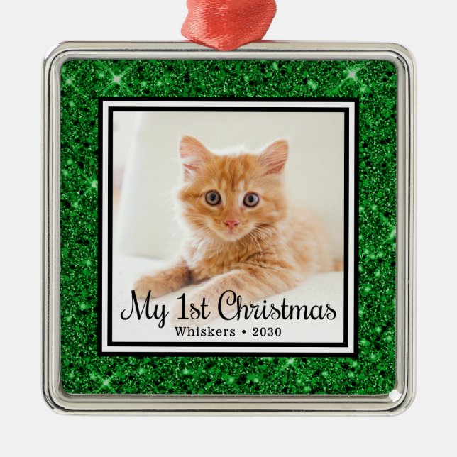 Adorno Metálico Foto de los primeros Navidades de gatito (Frente)