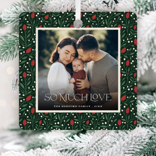 Adorno Metálico Foto de marco floral para Navidades clásicos