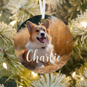 Adorno Metálico Foto de mascota personalizada con nombre