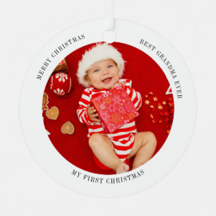 Adorno Metálico Foto de mi primer bebé en Navidad