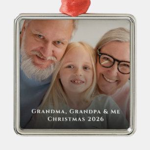 Adorno Metálico Foto de Navidad de Abuela, Abuelo y Yo