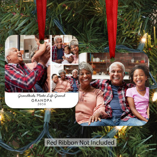 Adorno Metálico Foto de Navidad de Abuelo con Nietos Hace que la V