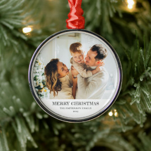Adorno Metálico Foto de Navidad de Familia Moderna