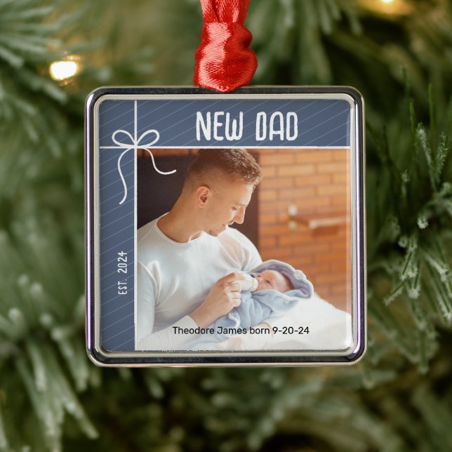Adorno Metálico Foto de Navidad de Papá Nuevo (Árbol)