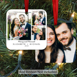 Adorno Metálico Foto de Navidad de recién casados felices