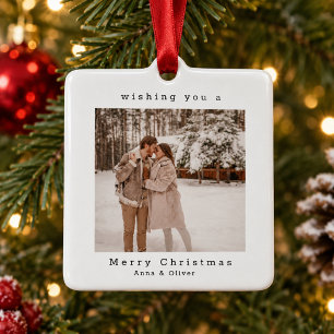 Adorno Metálico Foto de Navidad minimalista dibujada a mano