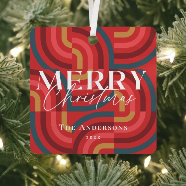 Adorno Metálico Foto de Navidades rojos geométricos retro maximali (in situ)