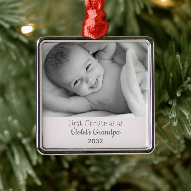 Adorno Metálico Foto de nombre personalizado del abuelo (Árbol)