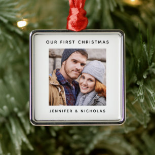 Adorno Metálico Foto de nuestra primera Navidad en pareja