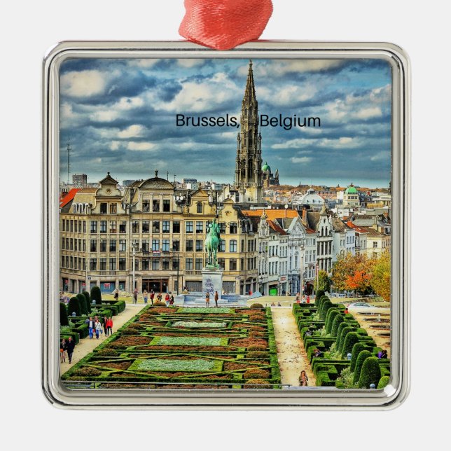 Adorno Metálico Foto de paisajes urbanos de Bruselas, Bélgica (Frente)