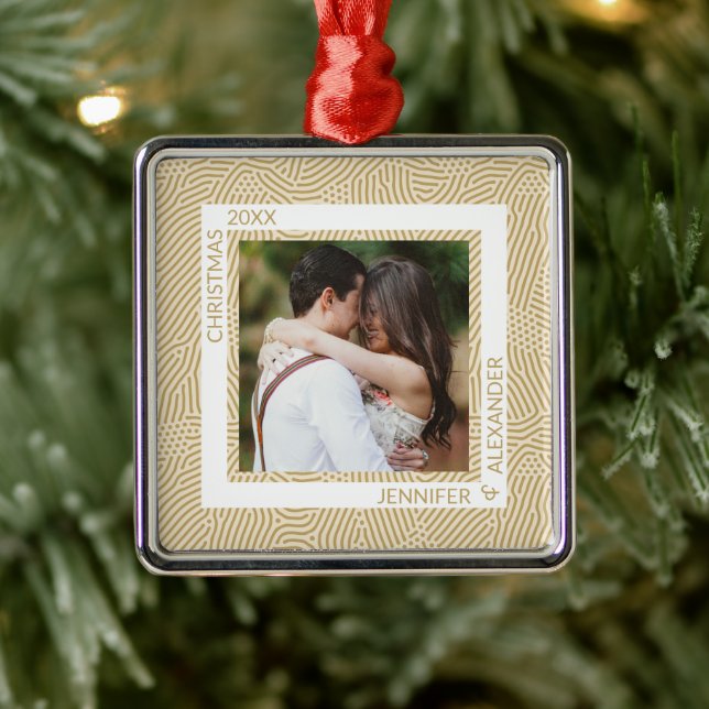 Adorno Metálico Foto de parejas de oro y marfil (Árbol)