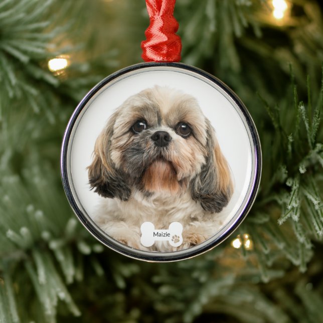 Adorno Metálico Foto de perro de mascota personalizada Navidad (Árbol)