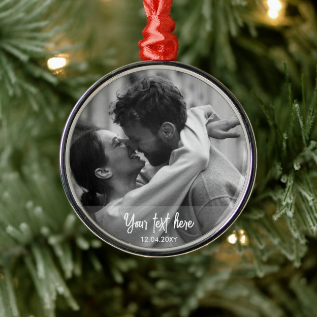 Adorno Metálico Foto de plantilla de texto para Navidades blancos  (Árbol)