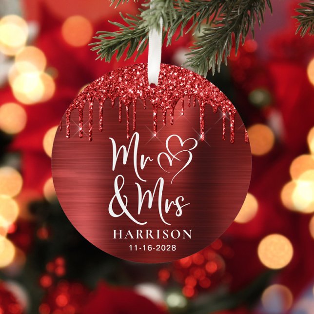 Adorno Metálico Foto de Purpurina rojo recién casada (Subido por el creador)