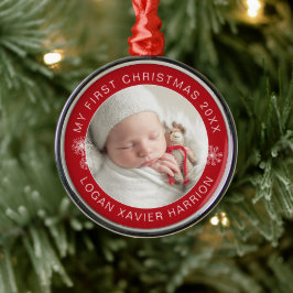 Adorno Metálico Foto de recuerdo de la primera Navidad del bebé