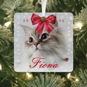 Adorno Metálico Foto de un Mascota lindo Marco de copo de nieve