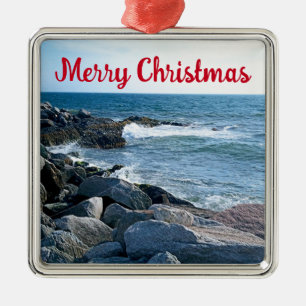 Adorno Metálico Foto de Wavy Atlantic Ocean Blue