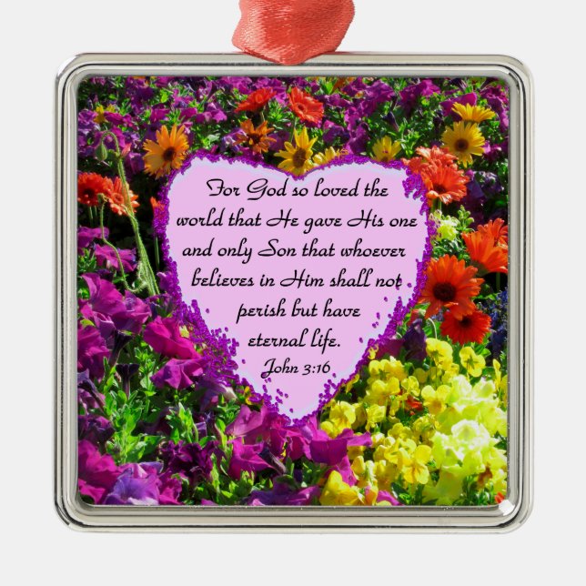 ADORNO METÁLICO FOTO DE WILDFLOWER JOHN 3:16 (Frente)