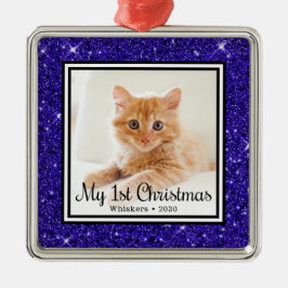 Adorno Metálico Foto del 1er cumpleaños de Navidad del gatito