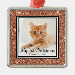 Adorno Metálico Foto del 1er cumpleaños de Navidad del gatito