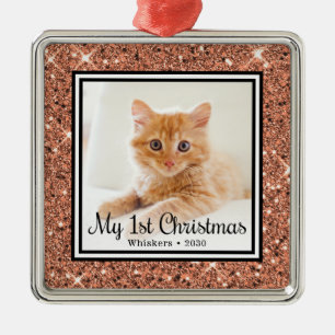 Adorno Metálico Foto del 1er cumpleaños de Navidad del gatito