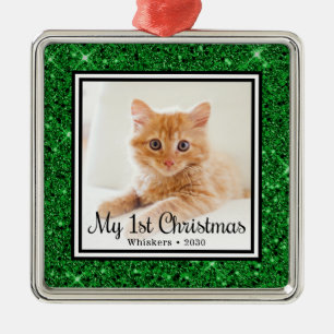 Adorno Metálico Foto del 1er cumpleaños de Navidad del gatito