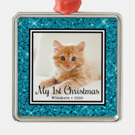 Adorno Metálico Foto del 1er cumpleaños de Navidad del gatito