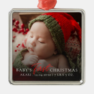 Adorno Metálico Foto del bebé Primera Navidad Nacimiento Estadísti