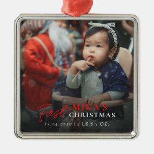 Adorno Metálico Foto del bebé Primera Navidad Nacimiento Estadísti