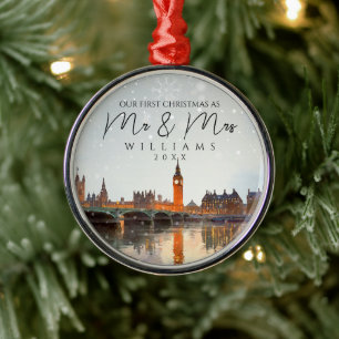 Adorno Metálico Foto del horizonte de Londres en la primera Navida
