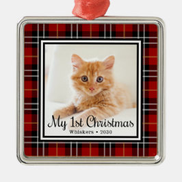 Adorno Metálico Foto del primer Navidad del gato