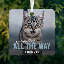 Adorno Metálico Foto Divertida Mascota Gato Navidad
