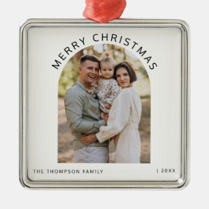 Adorno Metálico Foto familiar personalizada Feliz Navidad 2024