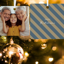 Adorno Metálico Foto familiar simple Minimalista azul y beige